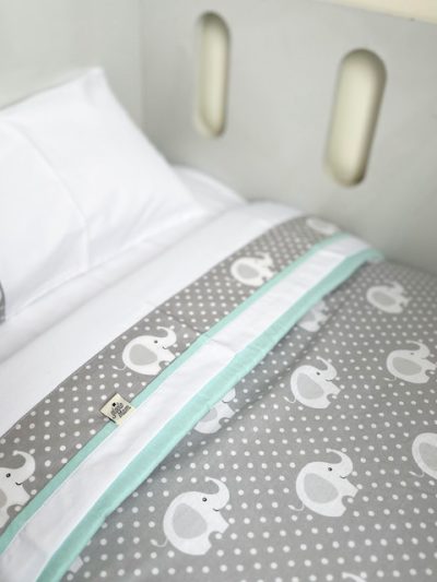 Set Elefante Gris reverso Menta Pastel