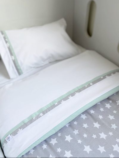 Set Gris Estrella Blanca reverso Menta Claro