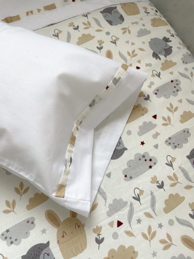 Set cuna y cama Búhos y conejitos