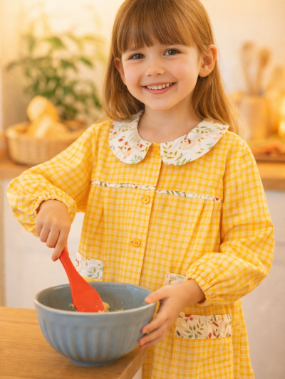Delantal párvulos cuadrillé amarillo niña